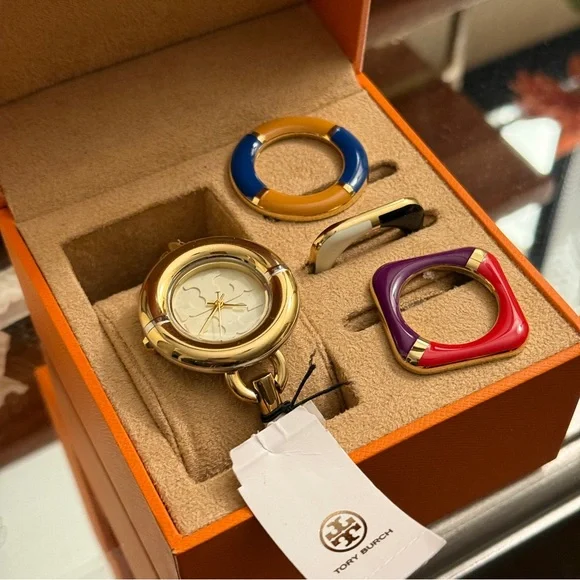 NWT Tory Burch Gold Watch with Colorful Bezels- New in BOX!